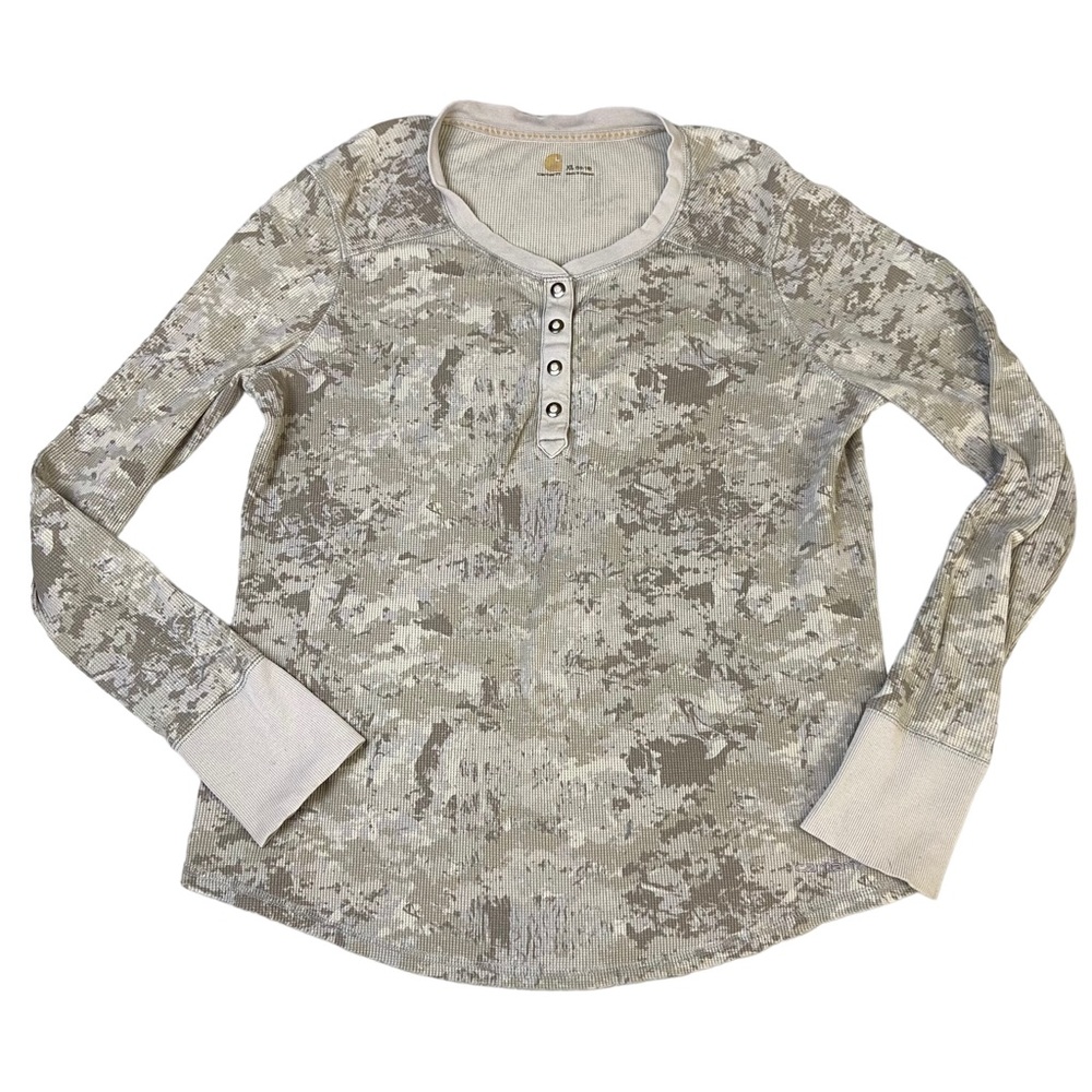 Carhartt Women’s Thermal Henley Long Sleeve Top Camo Size XL